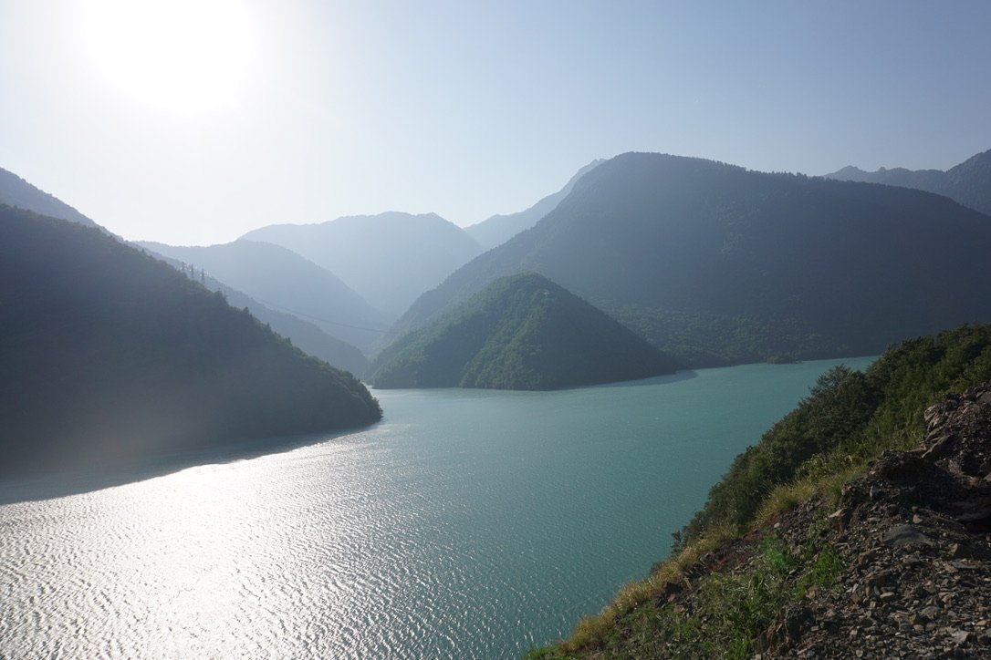Reservoir beside a road towards Mestia in western Georgia