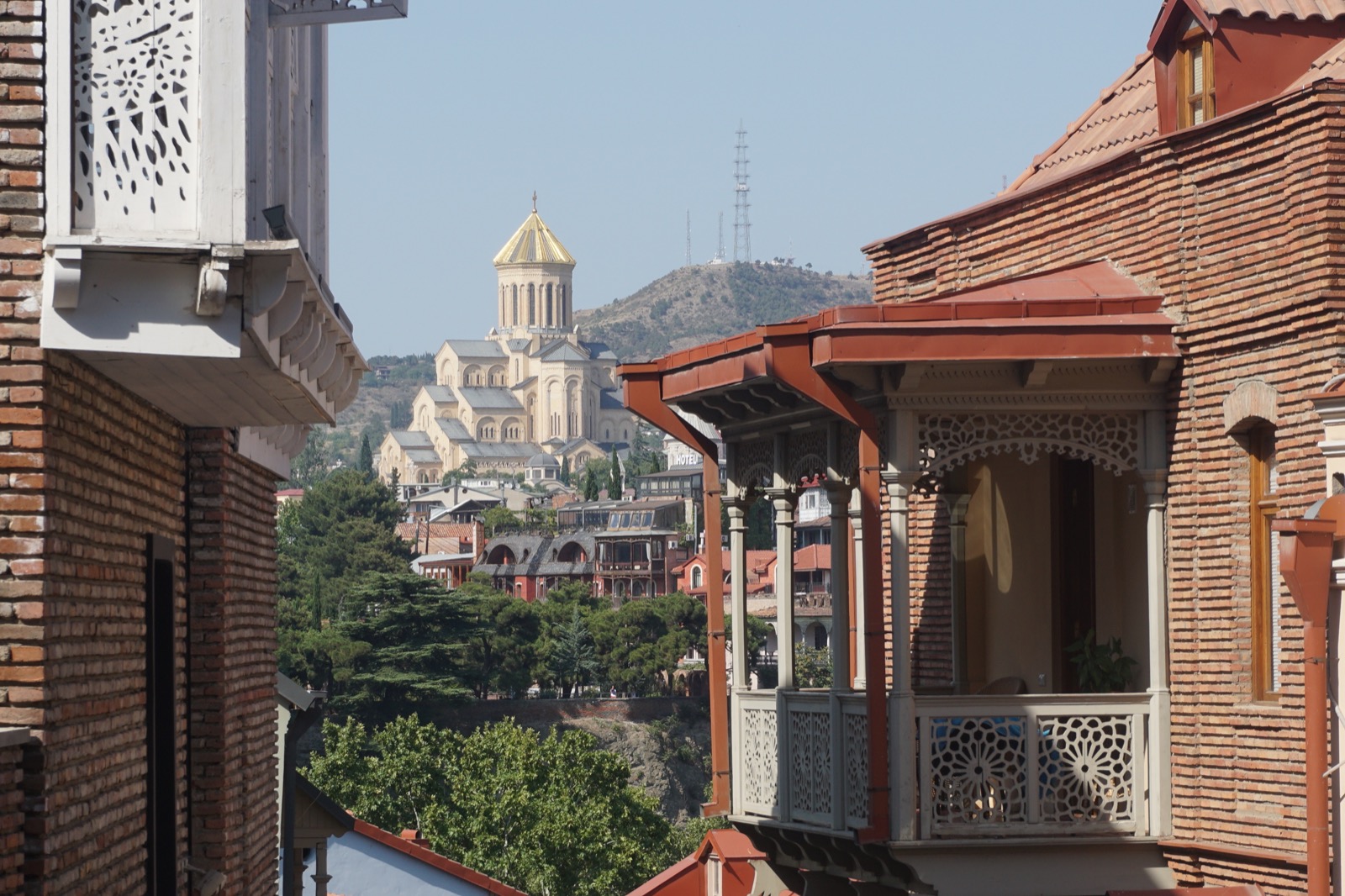 View through Tbilisi Old Town towards Holy Trinity Cathedral