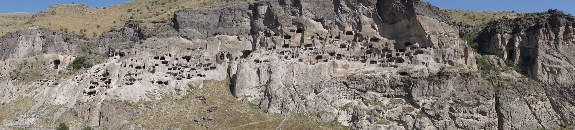 Vardzia cave monastery cut into the mountainside in Georgia